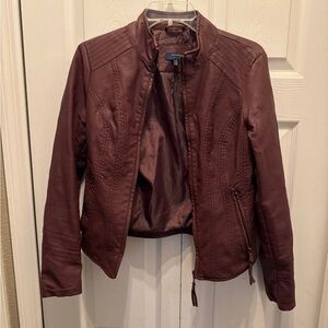 Kaari Blue Women's Leather Jacket in Burgundy